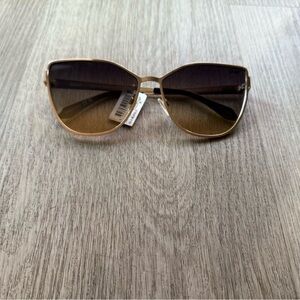 quay australia in pursuit brown gold oversized cat eye sunglasses eyewear NEW